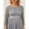 imageEverPretty Womens 34 Sleeve Aline Lace Embroidery Chiffon Maternity Party Dress 20797Gray