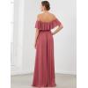 imageEverPretty Womens Elegant Off The Shoulder Side Split High Waist Flowy Chiffon Maxi Bridesmaid Dress 00968Cameo Brown