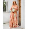 imageEverPretty Womens Elegant Off The Shoulder Side Split High Waist Flowy Chiffon Maxi Bridesmaid Dress 00968Peach Fuzz