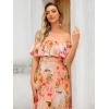 imageEverPretty Womens Elegant Off The Shoulder Side Split High Waist Flowy Chiffon Maxi Bridesmaid Dress 00968Peach Fuzz