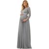 imageEverPretty Womens 34 Sleeve Aline Lace Embroidery Chiffon Maternity Party Dress 20797Gray