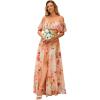 imageEverPretty Womens Elegant Off The Shoulder Side Split High Waist Flowy Chiffon Maxi Bridesmaid Dress 00968Peach Fuzz