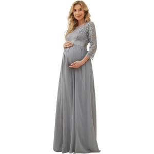 imageEverPretty Womens 34 Sleeve Aline Lace Embroidery Chiffon Maternity Party Dress 20797Gray