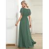 imageEverPretty Womens Bridesmaid Dress VNeck Ruffle Sleeves Ruched Bust Floor Length Chiffon Formal Dresses 0164AEucalyptus Green