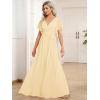imageEverPretty Womens Bridesmaid Dress VNeck Ruffle Sleeves Ruched Bust Floor Length Chiffon Formal Dresses 0164AYellow