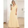 imageEverPretty Womens Bridesmaid Dress VNeck Ruffle Sleeves Ruched Bust Floor Length Chiffon Formal Dresses 0164AYellow