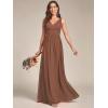 imageEverPretty Womens Bridesmaid Dress VNeck Sleeveless A Line Chiffon Floor Length Formal Dress 09016Brown
