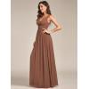 imageEverPretty Womens Bridesmaid Dress VNeck Sleeveless A Line Chiffon Floor Length Formal Dress 09016Brown