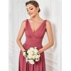 imageEverPretty Womens Bridesmaid Dress VNeck Sleeveless A Line Chiffon Floor Length Formal Dress 09016Cameo Brown