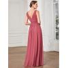 imageEverPretty Womens Bridesmaid Dress VNeck Sleeveless A Line Chiffon Floor Length Formal Dress 09016Cameo Brown