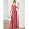 imageEverPretty Womens Bridesmaid Dress VNeck Sleeveless A Line Chiffon Floor Length Formal Dress 09016Cameo Brown