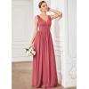 imageEverPretty Womens Bridesmaid Dress VNeck Sleeveless A Line Chiffon Floor Length Formal Dress 09016Cameo Brown