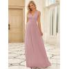 imageEverPretty Womens Bridesmaid Dress VNeck Sleeveless A Line Chiffon Floor Length Formal Dress 09016Dusty Rose