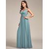 imageEverPretty Womens Bridesmaid Dress VNeck Sleeveless A Line Chiffon Floor Length Formal Dress 09016Light Teal