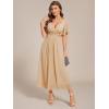 imageEverPretty Womens Cocktail Dresses V Neck ALine Elastic High Waist Wedding Guest Evening Party Maxi Dress 02093Champagne