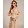 imageEverPretty Womens Cocktail Dresses V Neck ALine Elastic High Waist Wedding Guest Evening Party Maxi Dress 02093Champagne