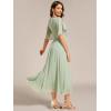 imageEverPretty Womens Cocktail Dresses V Neck ALine Elastic High Waist Wedding Guest Evening Party Maxi Dress 02093Sege Green