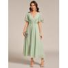 imageEverPretty Womens Cocktail Dresses V Neck ALine Elastic High Waist Wedding Guest Evening Party Maxi Dress 02093Sege Green