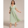 imageEverPretty Womens Cocktail Dresses V Neck ALine Elastic High Waist Wedding Guest Evening Party Maxi Dress 02093Sege Green
