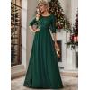 imageEverPretty Womens Elegant A Line Crew Neck Half Sleeve Sequin Maxi Evening Dress 00683Dark Green