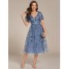 imageEverPretty Womens Elegant A Line Embroidery Tulle Sequins Short Sleeves Midi Wedding Guest Dress 02230Dusty Blue