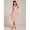 imageEverPretty Womens Elegant A Line Embroidery Tulle Sequins Short Sleeves Midi Wedding Guest Dress 02230Pink