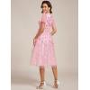 imageEverPretty Womens Elegant A Line Embroidery Tulle Sequins Short Sleeves Midi Wedding Guest Dress 02230Pink