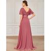 imageEverPretty Womens Formal Dress Short Sleeve VNeck Evening Dress Floor Length Mother of The Bride Dress 09890Cameo Brown