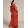 imageEverPretty Womens Glitter Long Sleeves Pleated Floor Length Evening Formal Dresses Plus Size 01961DABurnt Orange