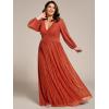 imageEverPretty Womens Glitter Long Sleeves Pleated Floor Length Evening Formal Dresses Plus Size 01961DABurnt Orange