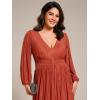 imageEverPretty Womens Glitter Long Sleeves Pleated Floor Length Evening Formal Dresses Plus Size 01961DABurnt Orange