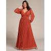 imageEverPretty Womens Glitter Long Sleeves Pleated Floor Length Evening Formal Dresses Plus Size 01961DABurnt Orange
