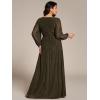imageEverPretty Womens Glitter Long Sleeves Pleated Floor Length Evening Formal Dresses Plus Size 01961DAOlive Green