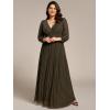 imageEverPretty Womens Glitter Long Sleeves Pleated Floor Length Evening Formal Dresses Plus Size 01961DAOlive Green