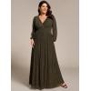 imageEverPretty Womens Glitter Long Sleeves Pleated Floor Length Evening Formal Dresses Plus Size 01961DAOlive Green