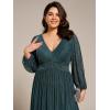 imageEverPretty Womens Glitter Long Sleeves Pleated Floor Length Evening Formal Dresses Plus Size 01961DATeal