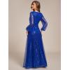 imageEverPretty Womens Sequin ALine V Neck Beaded Gown Long Sheer Sleeves Cocktail Evening Gown 01999Sapphire Blue