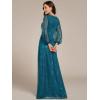 imageEverPretty Womens Sequin ALine V Neck Beaded Gown Long Sheer Sleeves Cocktail Evening Gown 01999Teal