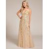 imageEverPretty Womens Sexy Sleeveless VNeck Evening Gowns Empire Waist Sequin Embroidery Formal DressGold