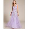 imageEverPretty Womens Sexy Sleeveless VNeck Evening Gowns Empire Waist Sequin Embroidery Formal DressLavender