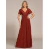 imageEverPretty Womens Summer Wedding Guest Dress Glitter V Neck Pleated Short Sleeves Evening Mother Dresses 11961Burnt Orange