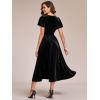 imageEverPretty Womens V Neck A Line Velvet Midi Dress Flutter Sleeve Ruched Bridesmaid Cocktail Party DressBlack