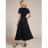 imageEverPretty Womens V Neck A Line Velvet Midi Dress Flutter Sleeve Ruched Bridesmaid Cocktail Party DressGrey Blue