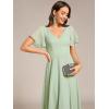 imageEverPretty Womens V Neck Ruffle Sleeves Irregular Chiffon ALine Midi Wedding Guest Dresses 01756Mint Green
