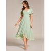 imageEverPretty Womens V Neck Ruffle Sleeves Irregular Chiffon ALine Midi Wedding Guest Dresses 01756Mint Green