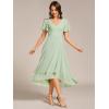 imageEverPretty Womens V Neck Ruffle Sleeves Irregular Chiffon ALine Midi Wedding Guest Dresses 01756Mint Green