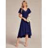 imageEverPretty Womens V Neck Ruffle Sleeves Irregular Chiffon ALine Midi Wedding Guest Dresses 01756Navy Blue