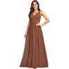 imageEverPretty Womens Bridesmaid Dress VNeck Sleeveless A Line Chiffon Floor Length Formal Dress 09016Brown