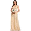 imageEverPretty Womens Bridesmaid Dress VNeck Sleeveless A Line Chiffon Floor Length Formal Dress 09016Golden Roses