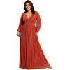 imageEverPretty Womens Glitter Long Sleeves Pleated Floor Length Evening Formal Dresses Plus Size 01961DABurnt Orange